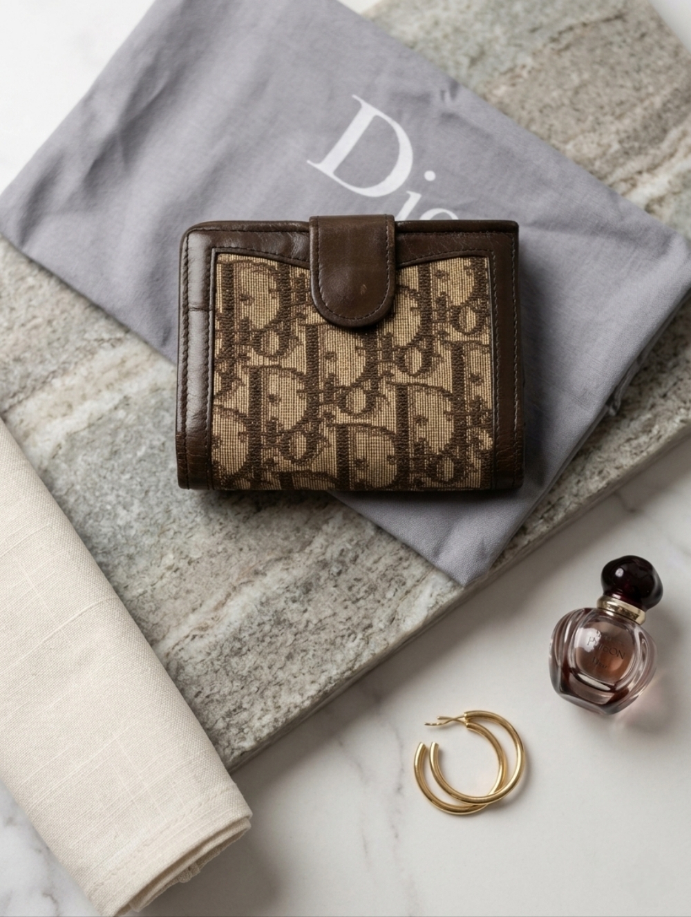 Authentic (COA) Vintage Christian Dior Trotter Wallet Kiss Lock with Dust Bag